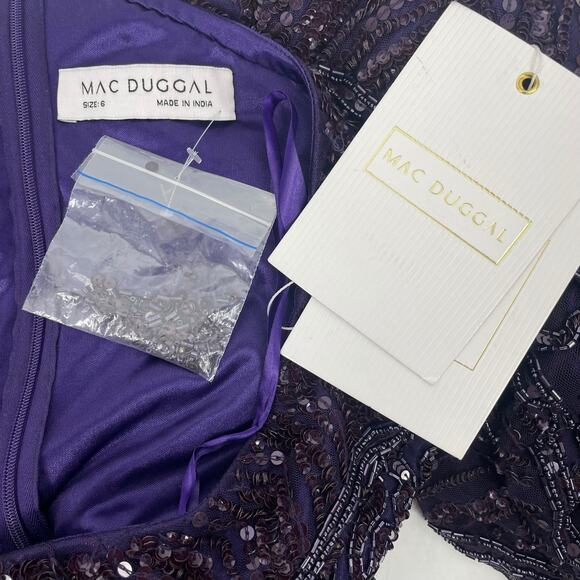 Mac Duggal Beaded One Shoulder Evening Gown Aubergine 5649 Size 6 - Picture 13 of 13